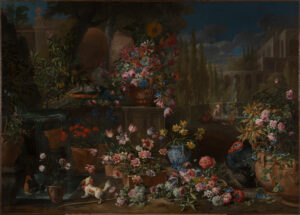 Абрахам Брейгель (1631 – 1697), Давид де Конинк (около 1644 – после 1701) "Цветы среди архитектуры (Весна)". Холст, масло. 257,0 × 360,0. Государственный Эрмитаж